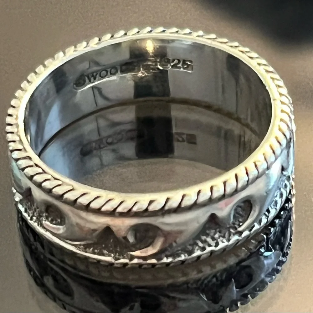 Sterling Silver Wave Band Ring Stamped 925 By Woods Unisex Size 8